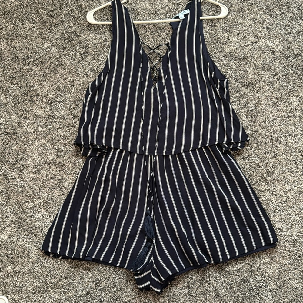 Navy stripped romper